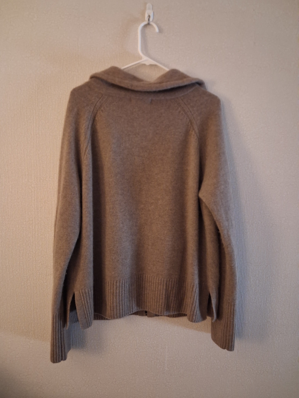 Pura Zip-Front Cashmere Cardigan Sz L, Light Brown - Picture 6 of 8